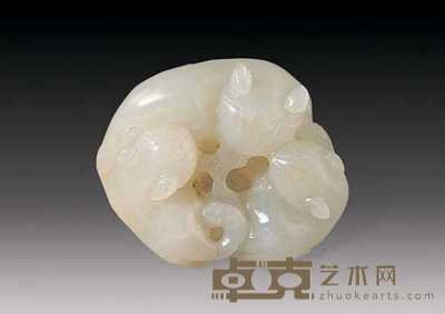 清 玉雕三欢坠 长4.5cm